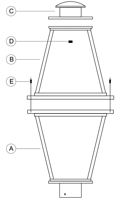 PROGRESS LIGHTING P540107 Textured Outdoor Post Lantern - Package Contents