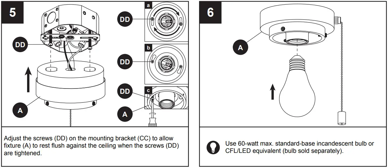 PROJECT SOURCE 5660377 6 In Globe Flushmount Light - INSTALLATION OVERVIEW 3