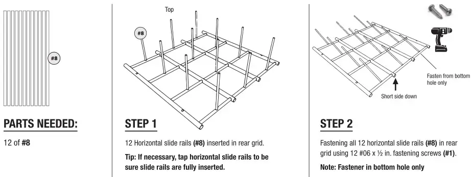 PROSLAT 65003 12 Tote Compact - SLIDE RAIL ASSEMBLY TO REAR GRID