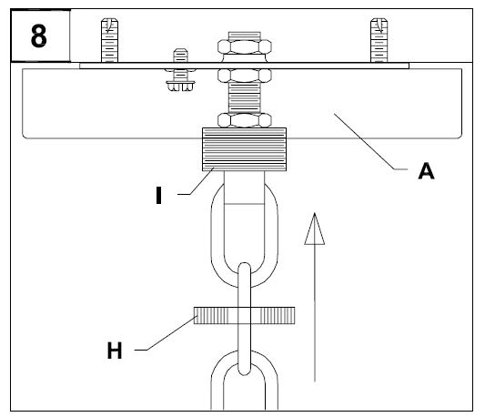 Parrotuncle BBW9197-6 110V 6 Light Chandelier - Pass canopy (A) over the screw collar loop (I).