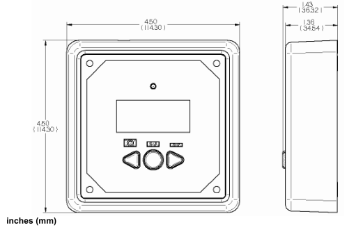 Morningstar RM-1 Digital Remote Meter DIMENSIONS In Frame Mount