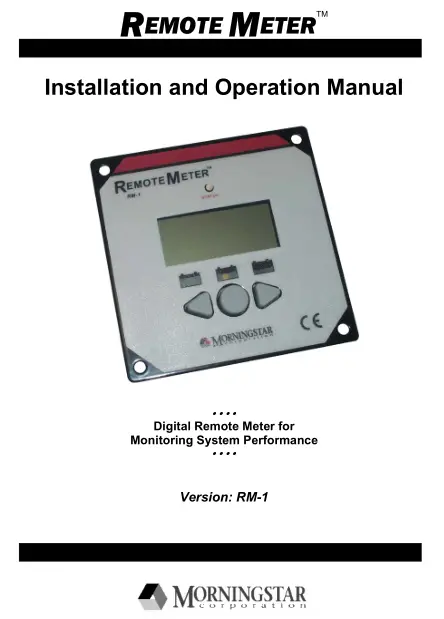Morningstar RM-1 Digital Remote Meter User Manual
