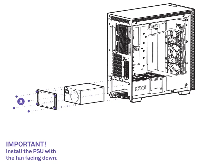 Nzxt Mid-Tower ATX Case [H710, H710i] Power Supply Installation