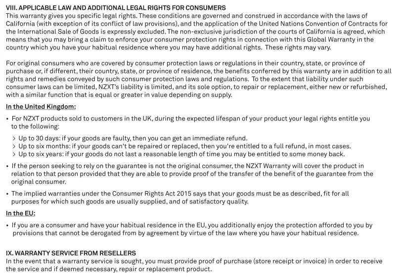 Nzxt Mid-Tower ATX Case [H710, H710i] - NZXT Global Warranty Policy 3