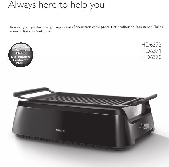Philips Indoor Grill HD6372, HD6371, HD6370 User Manual