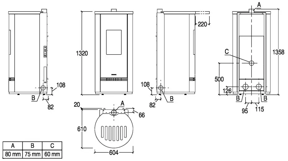 Piazzetta P230 T TOP Pellet Stove - Fig 1