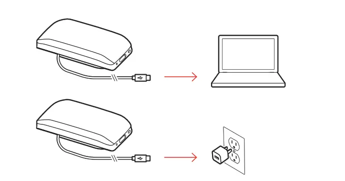 Poly - Connect speakerphone USB cable to a wall charger
