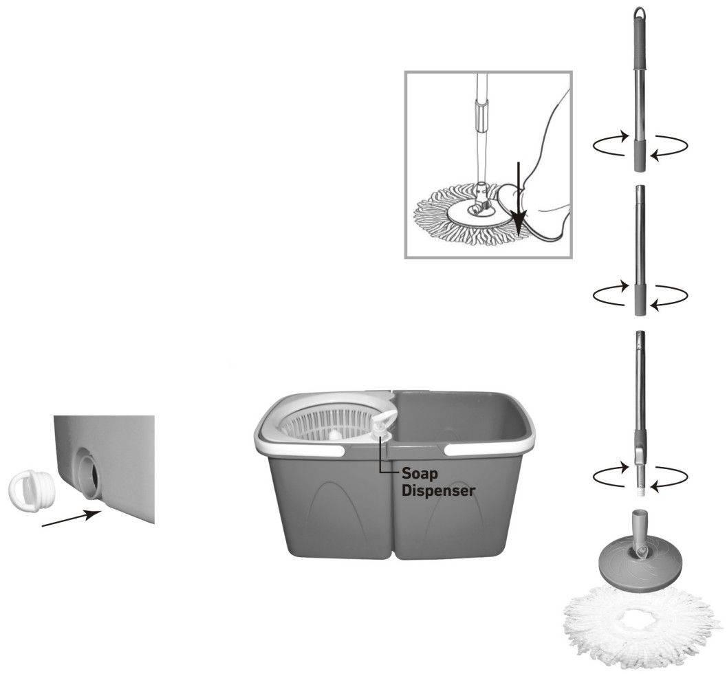 Primeway D1n91XEhSTL Pw710Mn Twin Bucket Rotating Spin Mop - ASSEMBLY