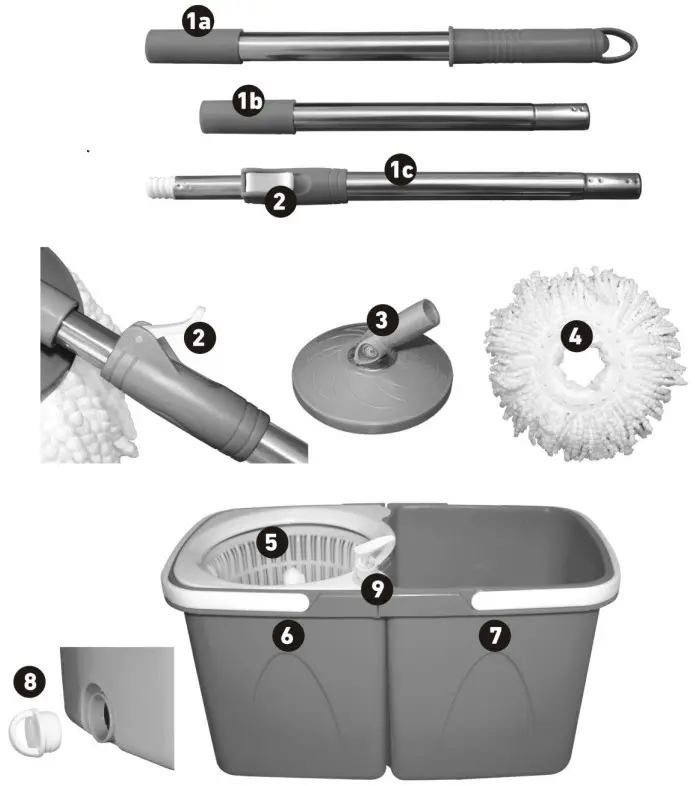 Primeway D1n91XEhSTL Pw710Mn Twin Bucket Rotating Spin Mop - Buskey