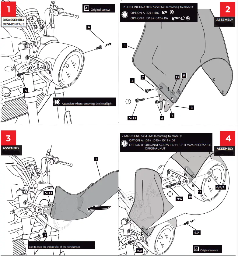 Puig 1309 Top Windscreen - MOUNTING INSTRUCTIONS 3Puig 1309 Top Windscreen - MOUNTING INSTRUCTIONS 3
