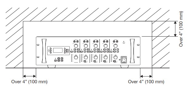 Pure Resonance Audio RZMA240BT 3RU Rack Mount 4 Zone Commercial Bluetooth Mixer Amplifier - airflow