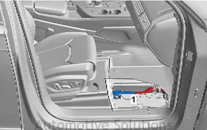 Audi Q7 Mounting position is passenger floor under carpeting, main fuse holder on battery-A-