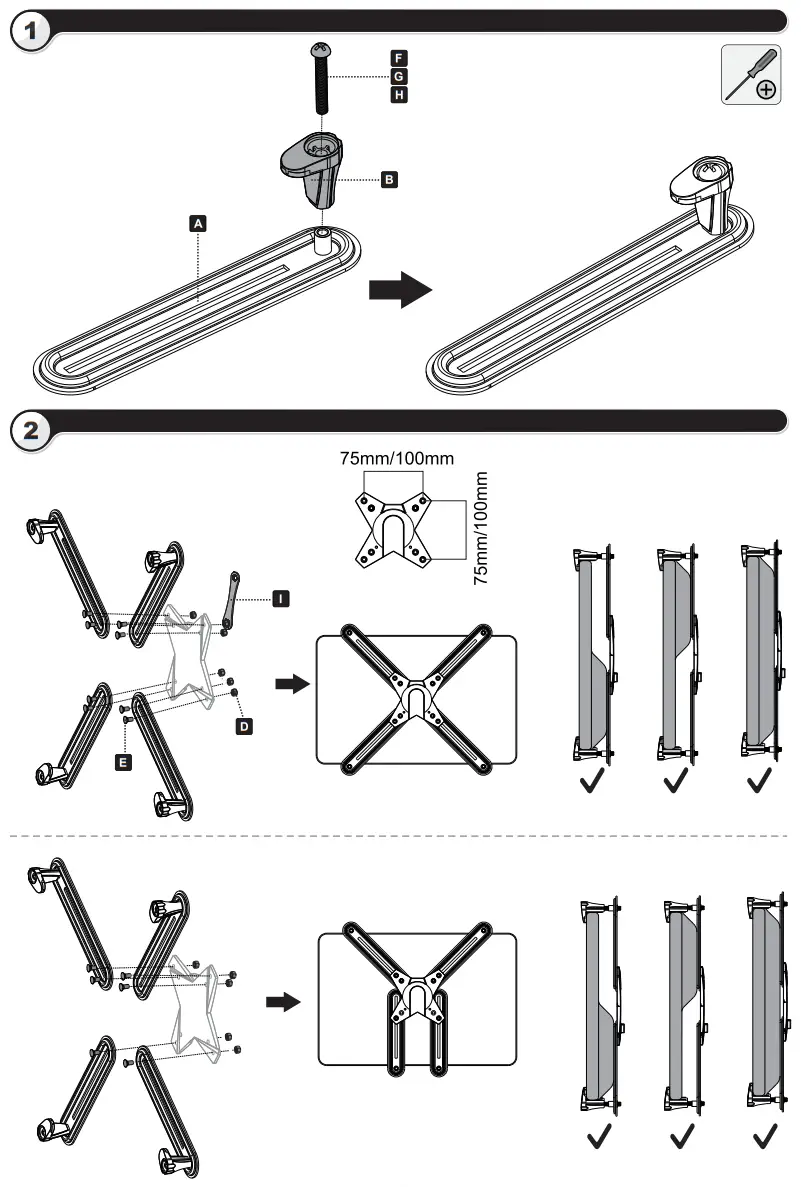 RICOO VESA Adapter Table Mount - Assembly