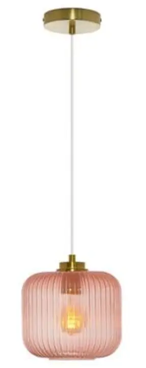 RIVER OF GOODS 20636 Hadley 8 Inch 1-Light Gold Pendant with Pink Glass Shade 