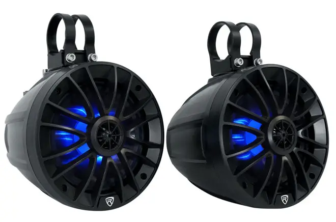 ROCKVILLE PT65BR Powered Marine Bluetooth LED Tower Speaker