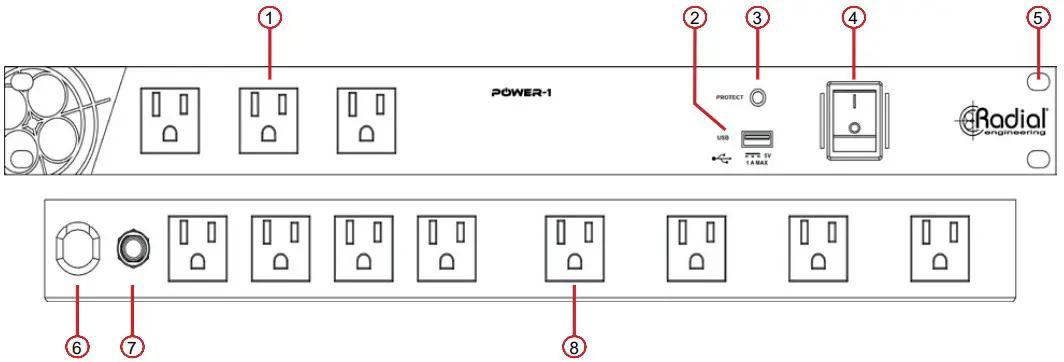 Radial engineering Power 1 Surge Suppressor and Power Conditioner - PANEL FEATURES