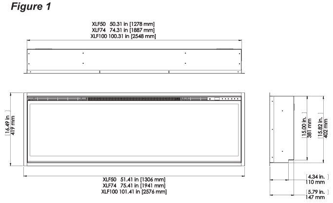 Real Flame Ignite 50-74-100 (Inch) Linear Electric Fireplace - Figure 1