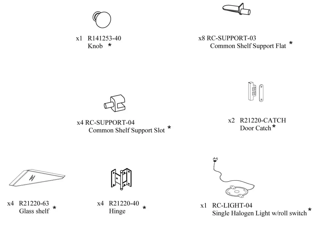 Roseto HMIF85404 Shelf Hardwood Corner Curio Cabinet - glass shelf2