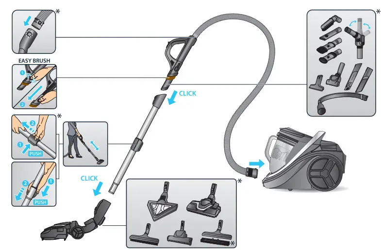 Rowenta RO7690EA Silence Force Cyclonic Dust Bagless Vacuum Cleaner - EASY BRUSH