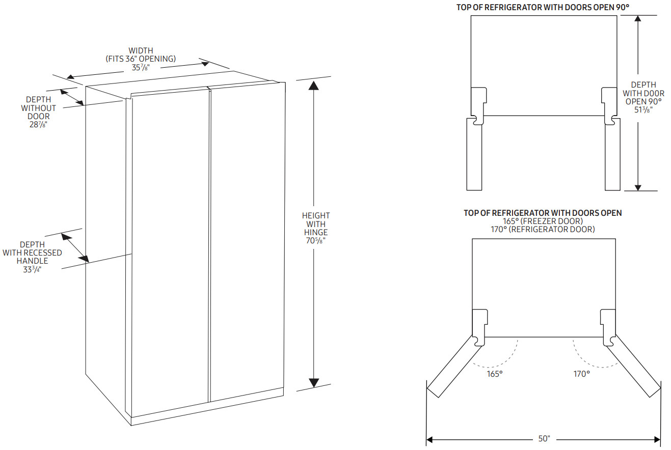 SAMSUNG RS28CB7600 Bespoke Side by Side Refrigerator - Fridge