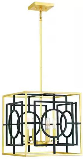 SAVOY HOUSE 3-1923-4-261 4 Light Matte Black True Gold Pendant Light-PRODUCT