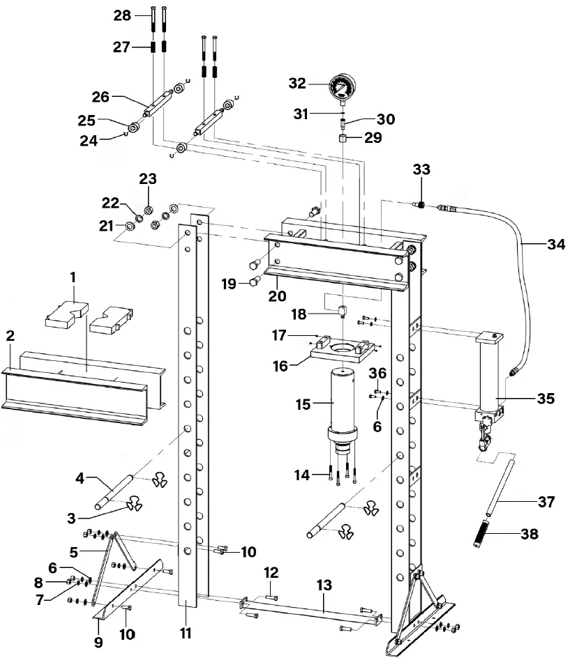 SEALEY-YK30XF-V3 300-Tonne-Floor-Type-Hydraulic-Press-fig-1