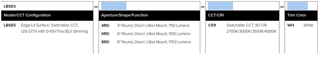 SECURITY LIGHTING LBSES RD Direct J Box Mount Downlight - ORDERING GUIDE