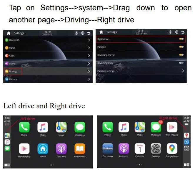 SEHGAL MOTORSPORTS X70 Portable Car Display Screen User Manual - Drvie setthing
