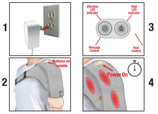 SHARPER IMAGE CHS3 3 Calming Heat Massaging Shoulder Wrap - INSTRUCTIONS