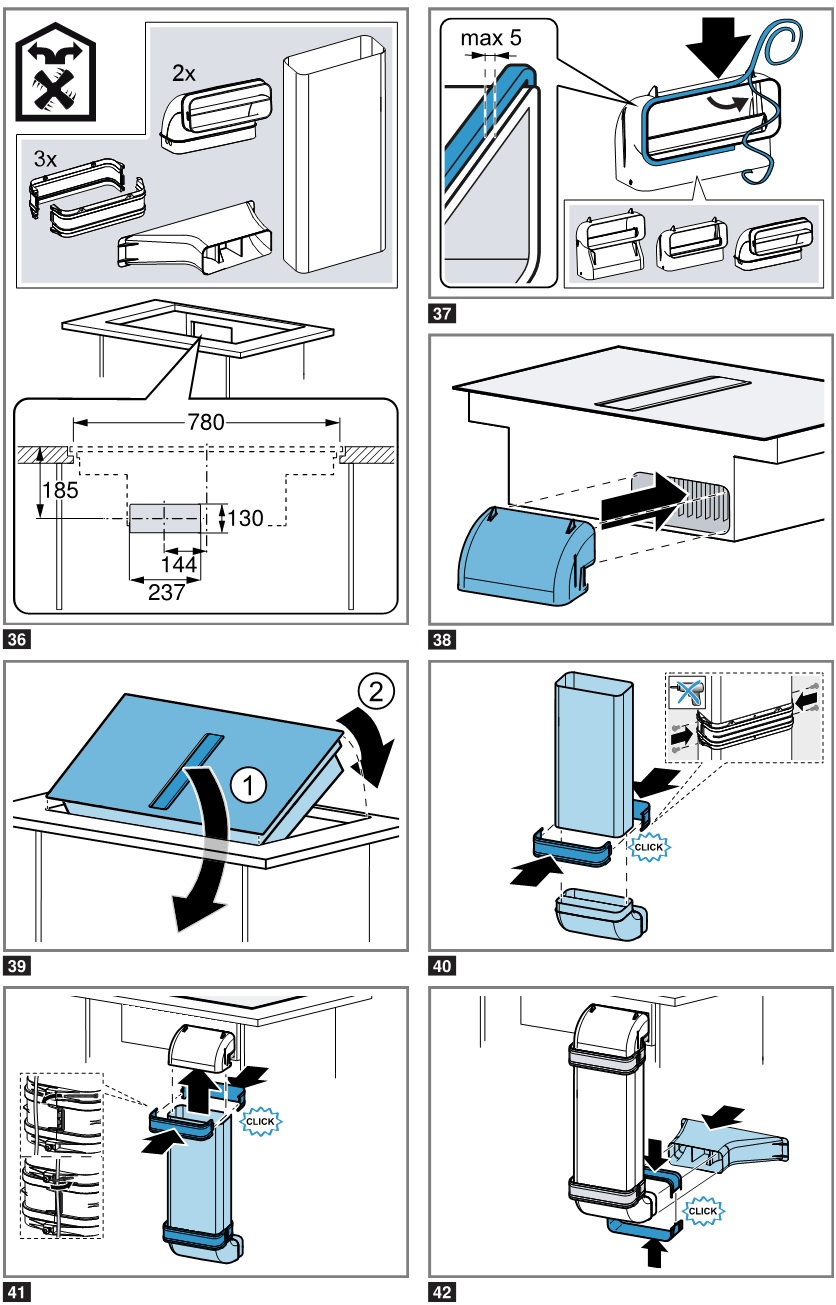 SIEMENS EX807NX68E Induction Hob with Integrated Ventilation System - Fig 36-42