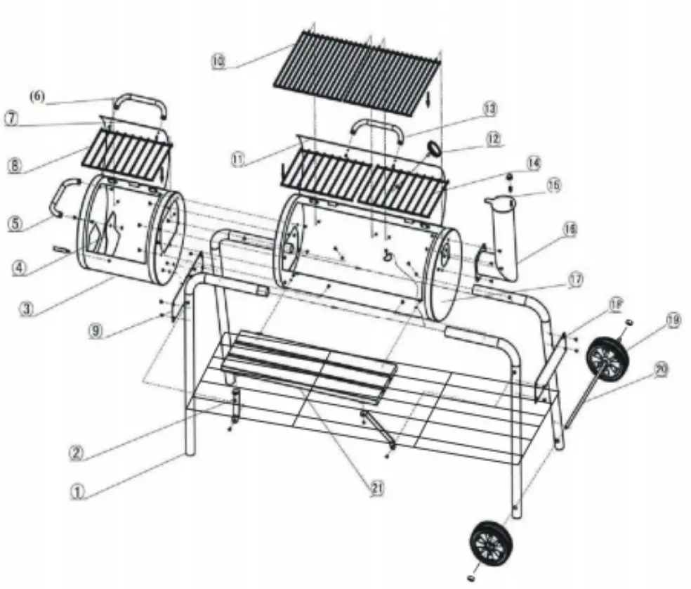 SKONYON SGFT88186 Heavy Duty Charcoal Grill Offset Smoker - parts