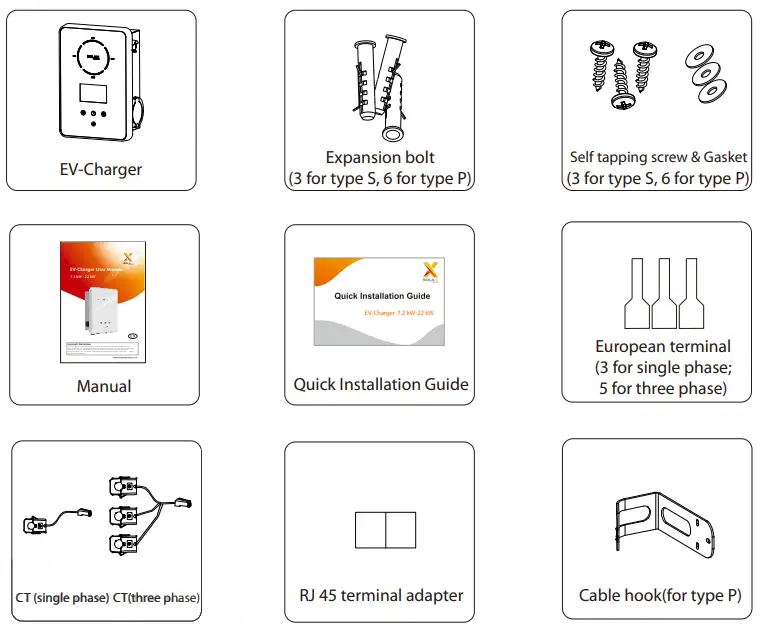 SOLAX POWER 7 2 kW 22 kW EV Charger - Packing List