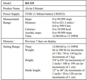 SPECIFICATIONS FIG 1