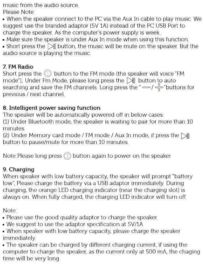 Sbode 06 Portable Bluetooth Speaker - Instructions