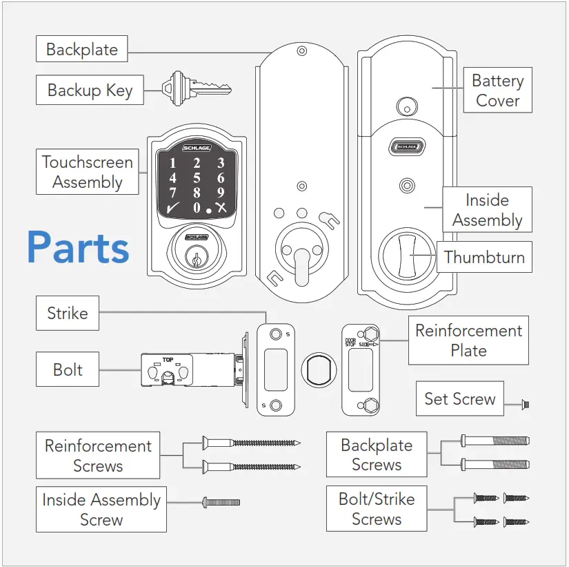 Schlage Connect Smart Deadbolt - Parts