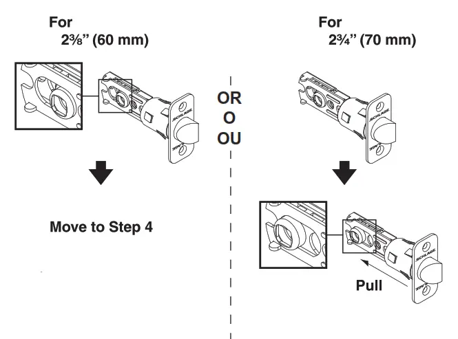 Schlage JH60-JH62 - Latch Backset