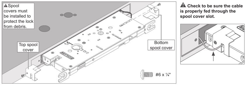 Schlage LM9200 Series Lock Installation - Install the top and bottom spool covers