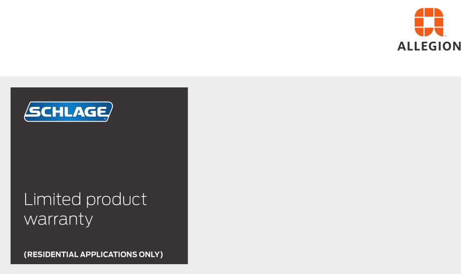 Schlage Residential Limited Product Warranty Details