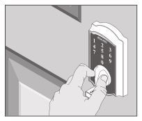 Schlage Touch Keyless Touchscreen Deadbolt Lock - Rotate the thumbturn toward the hinges