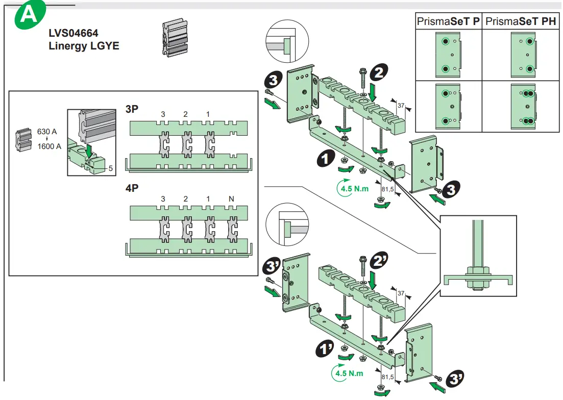 Schneider Electric LVS04662 Linergy Fixed Bracket Vertical Side Bars - fig 2