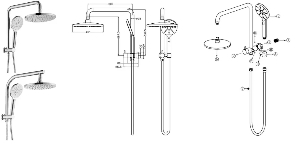 Round Shower Head Set