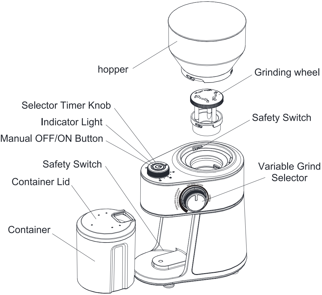 FOHERE HY-1428S Coffee Grinder