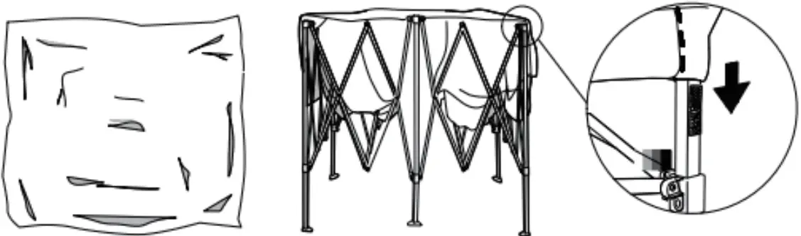 Attaching the Pop up canopy top