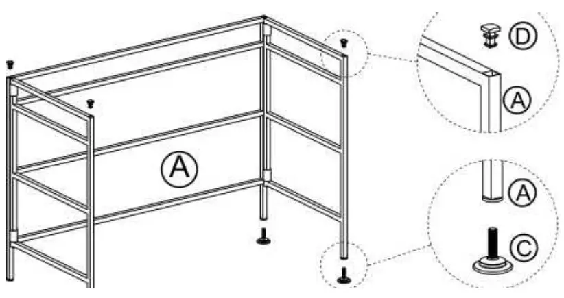 Seville Classics SHE15881B 3 Tier Resin Slat Utility Shoe Rack - Assembly 1
