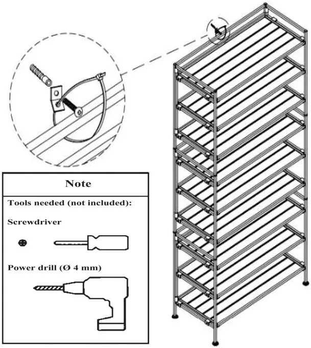 Seville Classics SHE15881B 3 Tier Resin Slat Utility Shoe Rack - Wall Mount