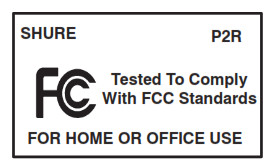 Shure PSM200 Personal Monitor - Certifications