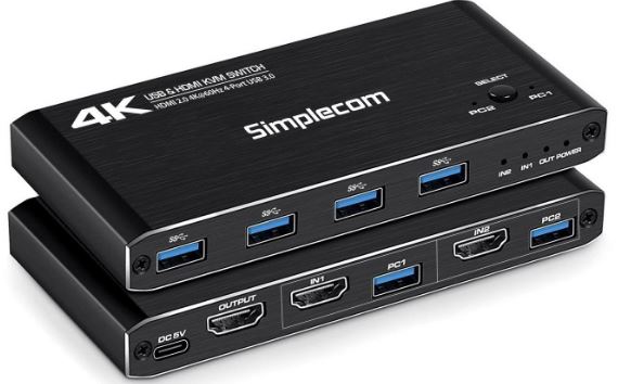 Simplecom KM470 2-Port USB-C KVM Switch with Docking Station-PRODUCT