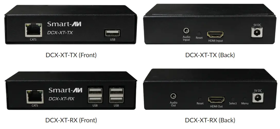 SmartAVI DCX-XT-TX 4k HDMI with Audio And USB 2.0 KVM Extender - Front and back
