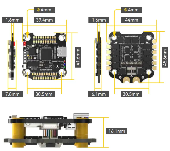 SpeedyBee F405 V3 BLS 50A 30x30 Stack - Dimensions