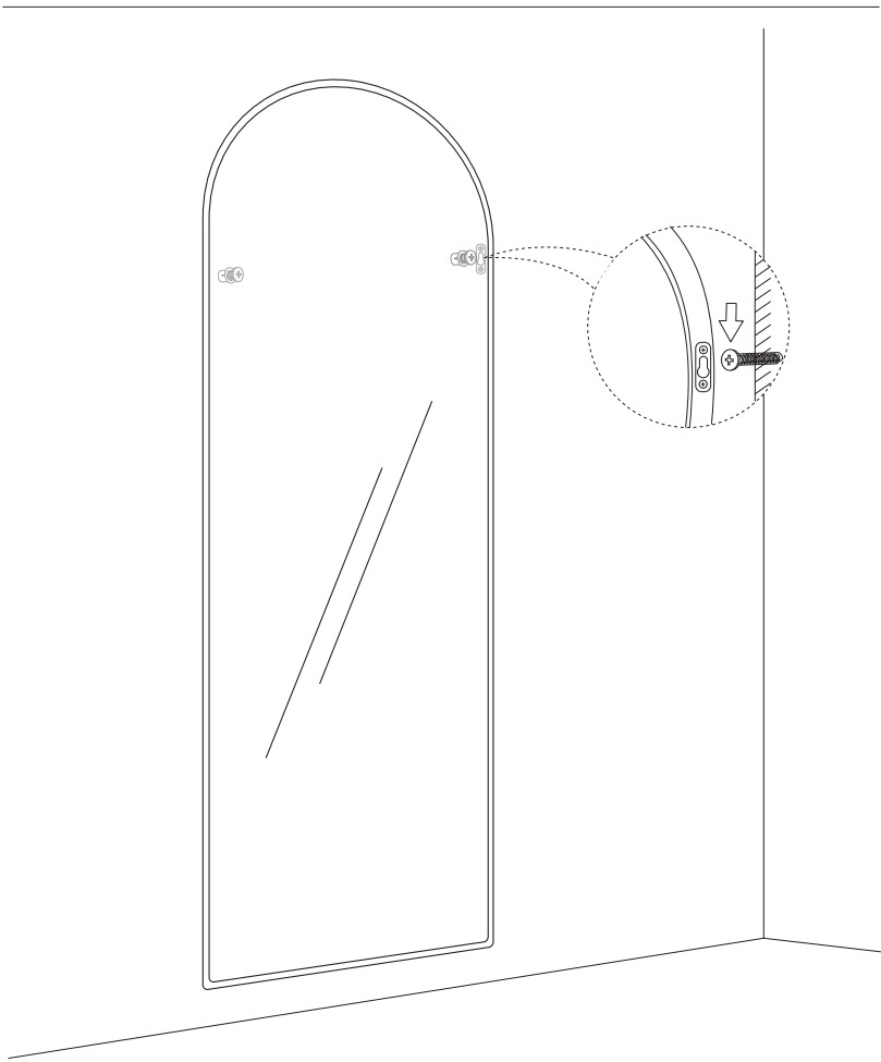 Sweetcrispy D F01 31IN 64x21 Arched Full Length Mirror - Drill holes 3